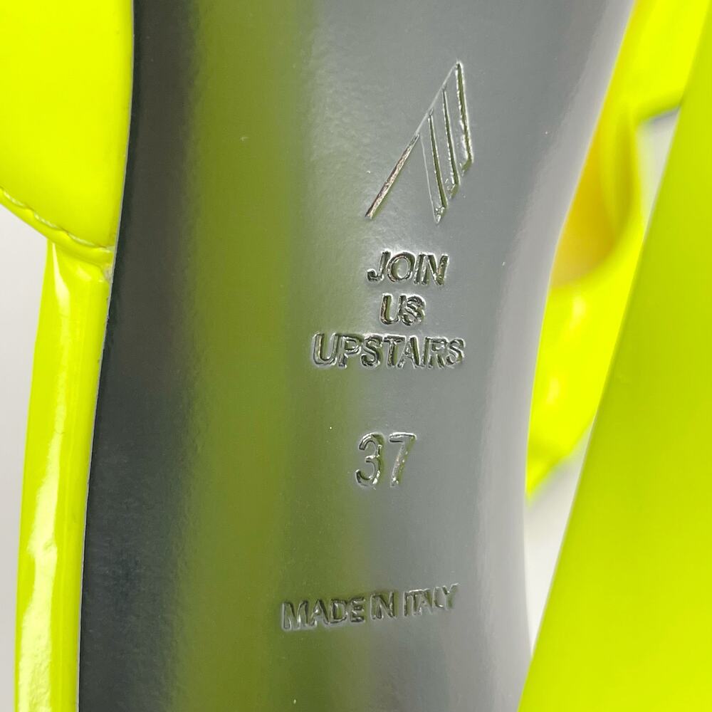 The Attico Devon Mules Neon Yellow Heel Square Toe Leather Party Shoe EU 37 US 7 - Picture 13 of 14